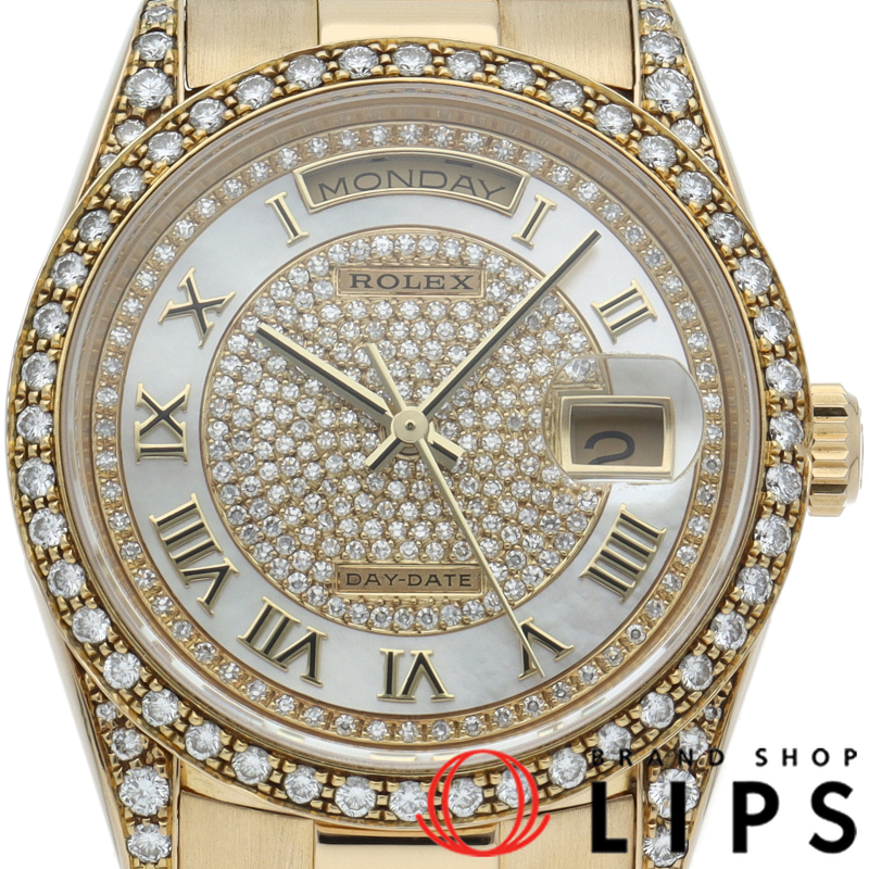 デイデイト ウォッチ ダイヤベゼル シェル パヴェダイヤ文字盤