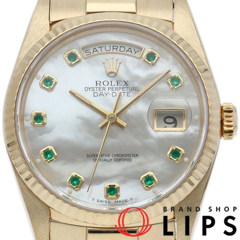 デイデイト ウォッチ 10Pエメラルド シェル