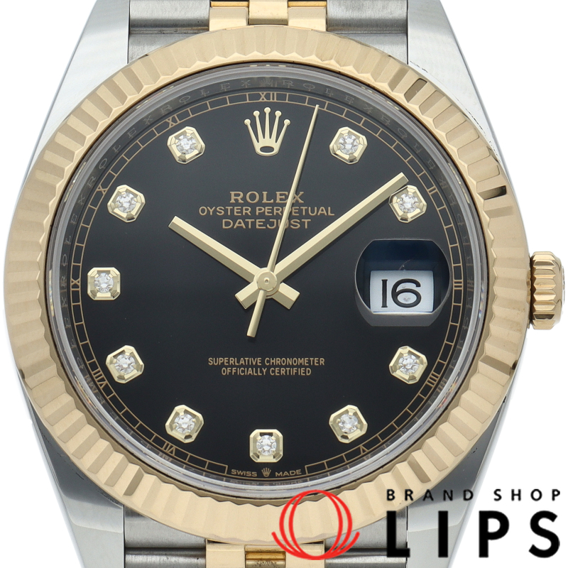 デイトジャスト41 メンズ時計 10Pダイヤ ジュビリー ブラック