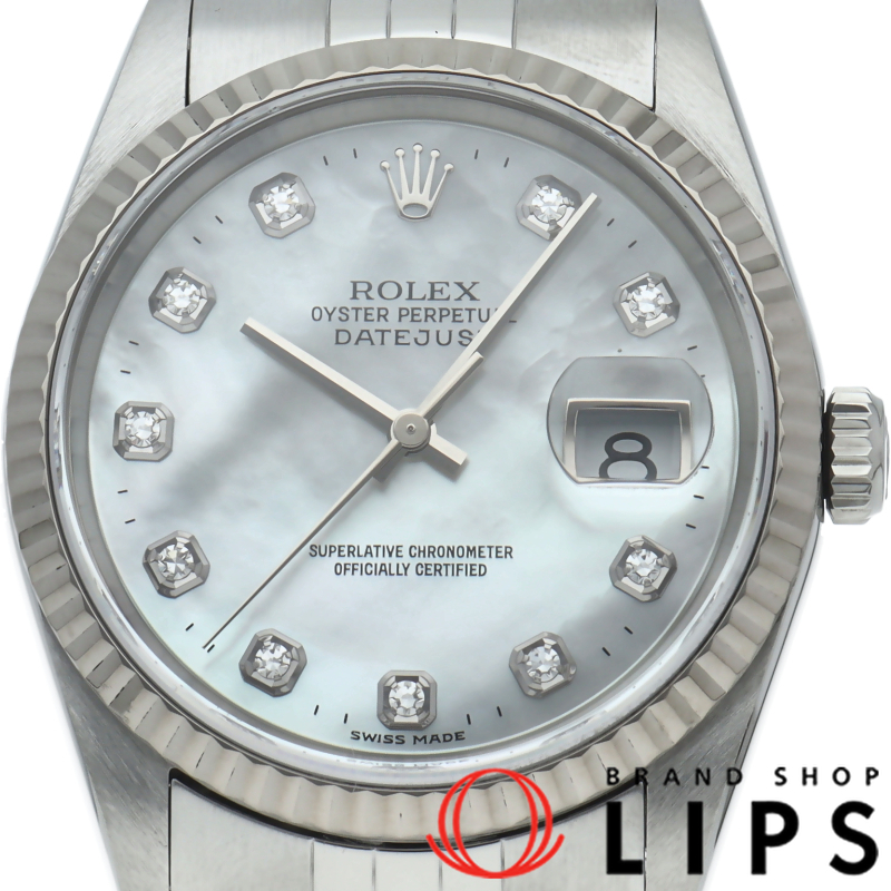 デイトジャスト メンズ時計 10Pダイヤ ホワイトシェル