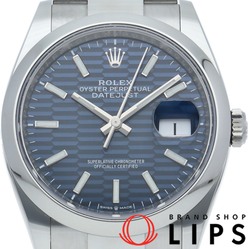 デイトジャスト 36 メンズ時計 オイスター フルーテッドモチーフ ブルー