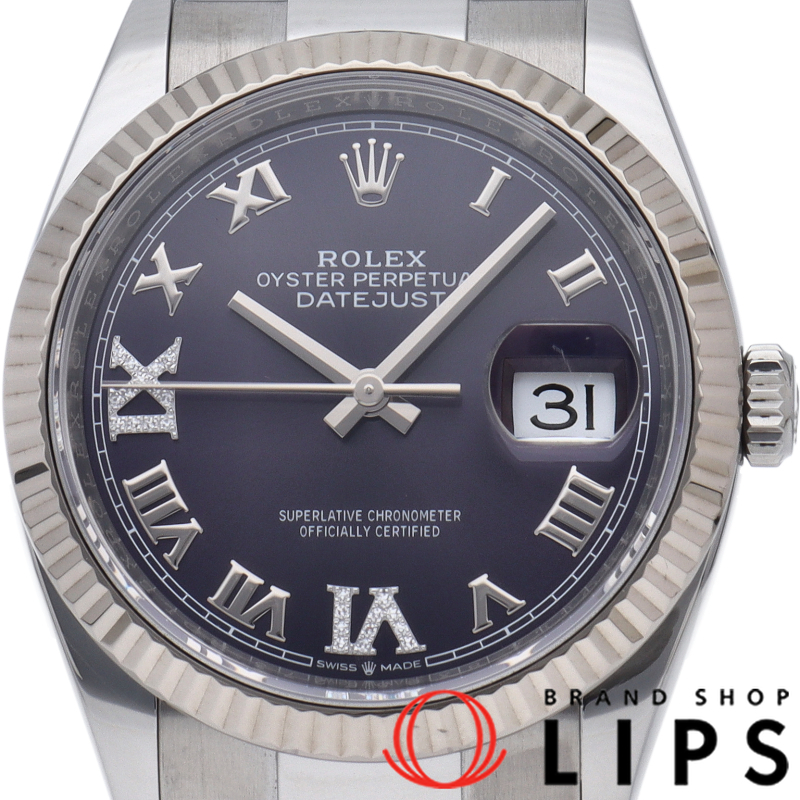 デイトジャスト 36 メンズ時計 VI･IXダイヤ オーベルジーヌ