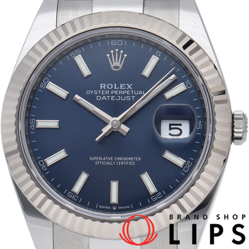 デイトジャスト 41 メンズ時計 オイスター ブルー