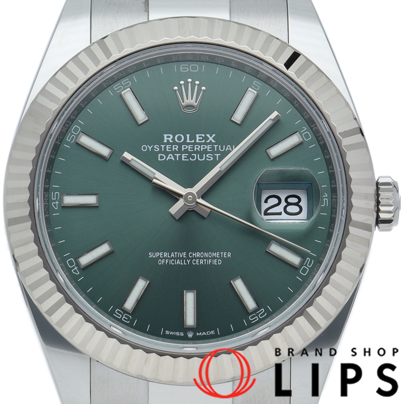 デイトジャスト41 メンズ時計 オイスター ミントグリーン