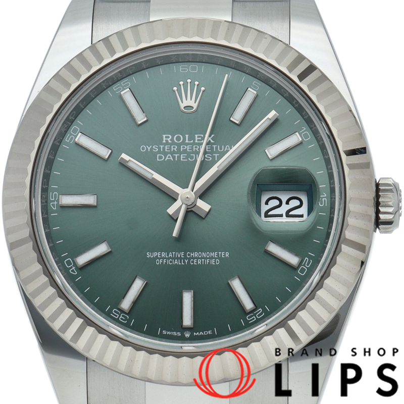 デイトジャスト41 メンズ時計 オイスター ミントグリーン