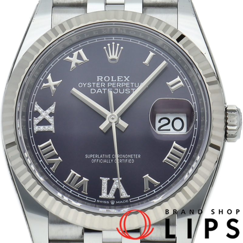 デイトジャスト36 メンズ時計 VI･IXダイヤ オーベルジーヌ