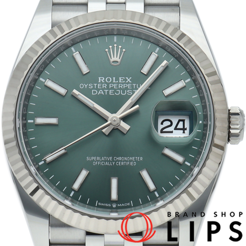 デイトジャスト36 メンズ時計 ジュビリー ミントグリーン