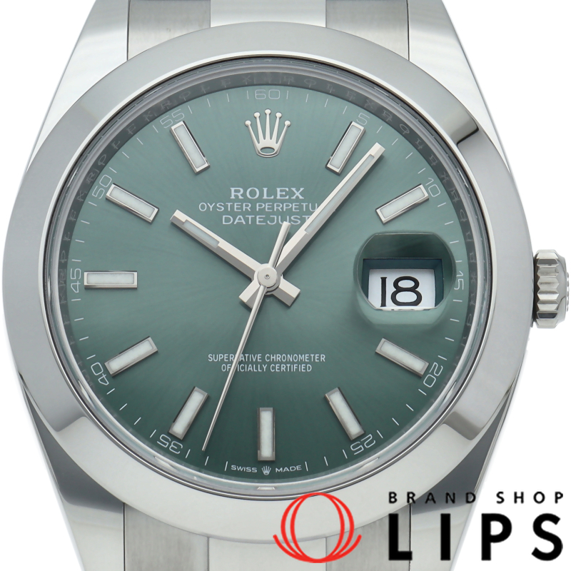 デイトジャスト41 メンズ時計 オイスター ミントグリーン