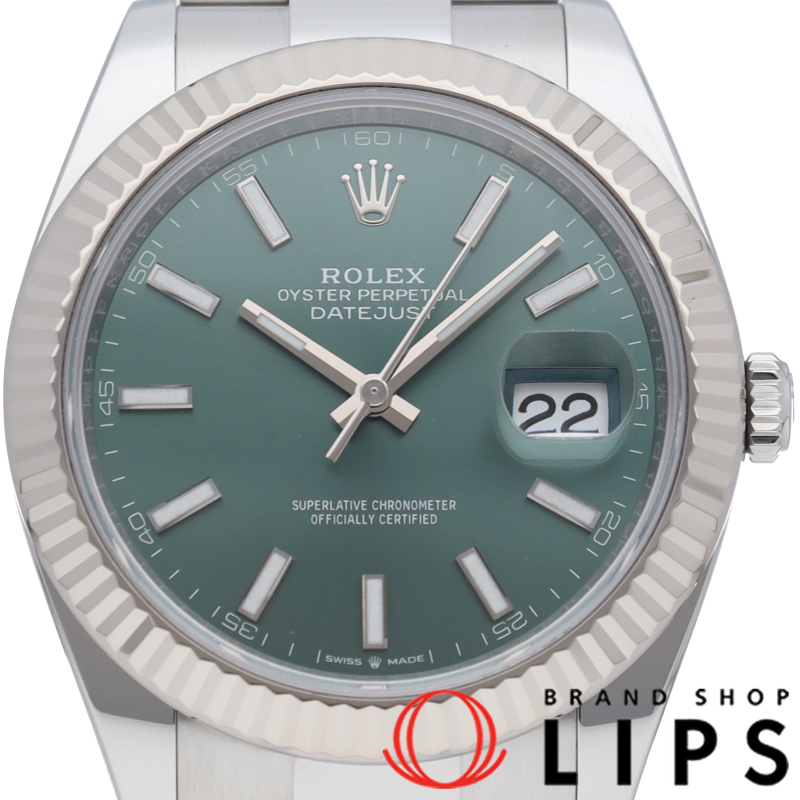 デイトジャスト41 メンズ時計 オイスター ミントグリーン
