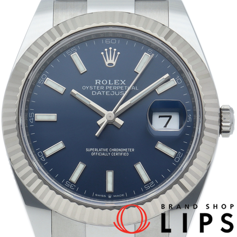 デイトジャスト41 メンズ時計 オイスター ブライトブルー