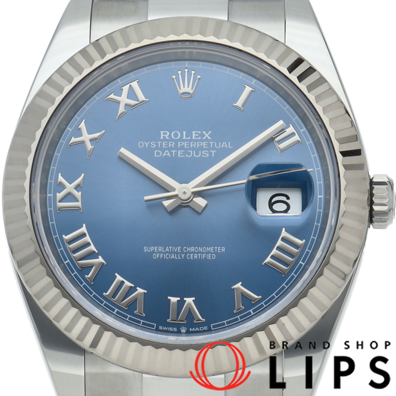 デイトジャスト41 メンズ時計 オイスター アズーロブルー