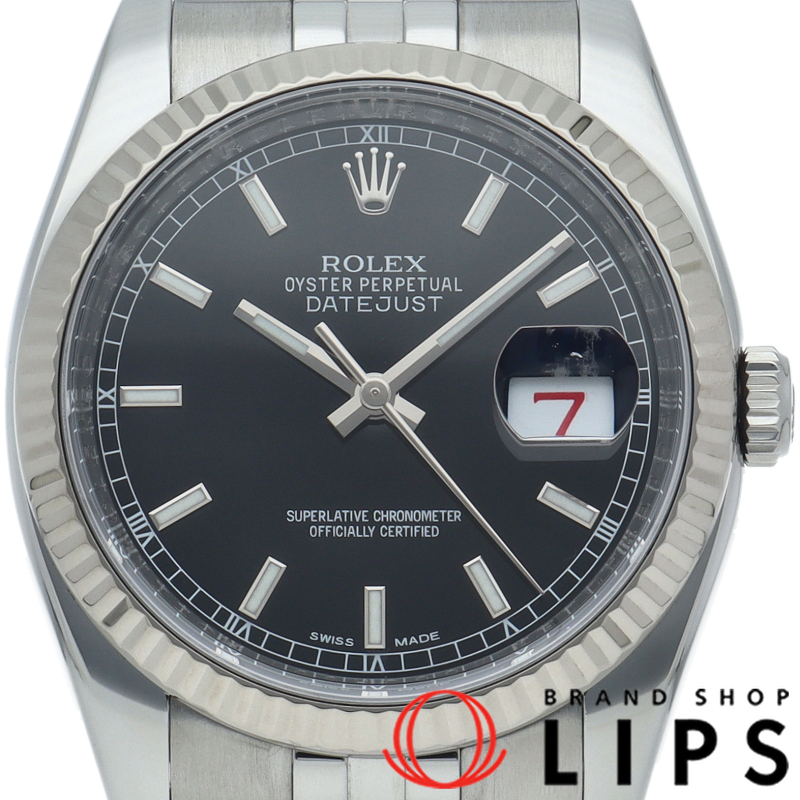 デイトジャスト36 メンズ時計 赤黒カレンダー