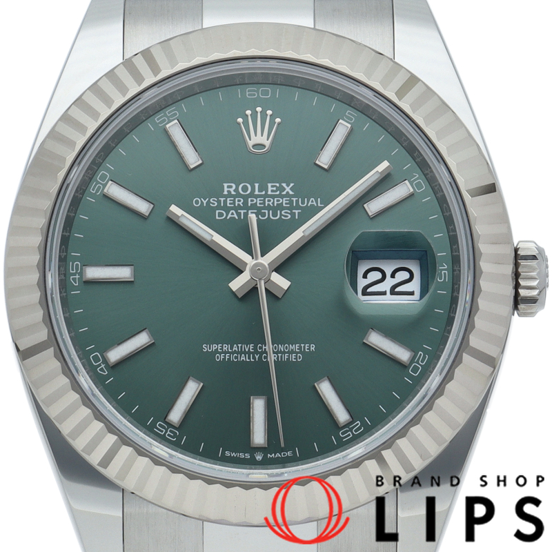 デイトジャスト41 メンズ時計 オイスター ミントグリーン