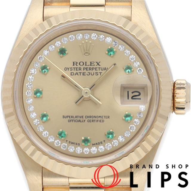 デイトジャスト レディース時計 10Pエメラルド サークルダイヤ