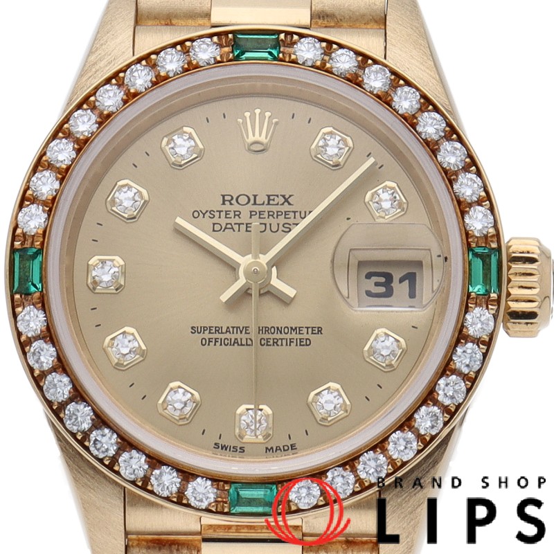 デイトジャスト レディース時計 エメラルド ダイヤベゼル