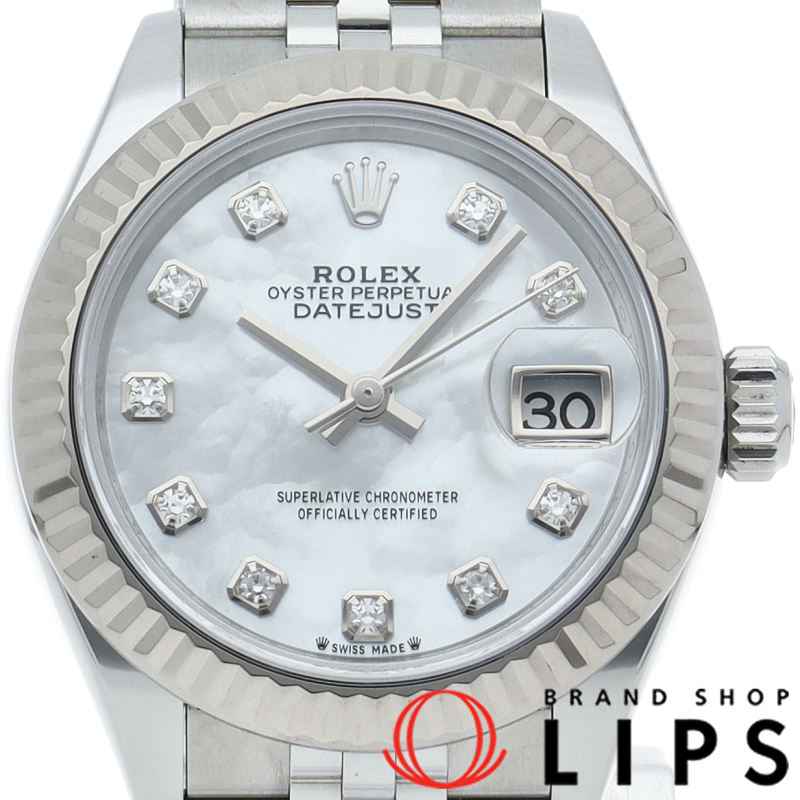 デイトジャスト28 レディース時計 10Pダイヤ シェル