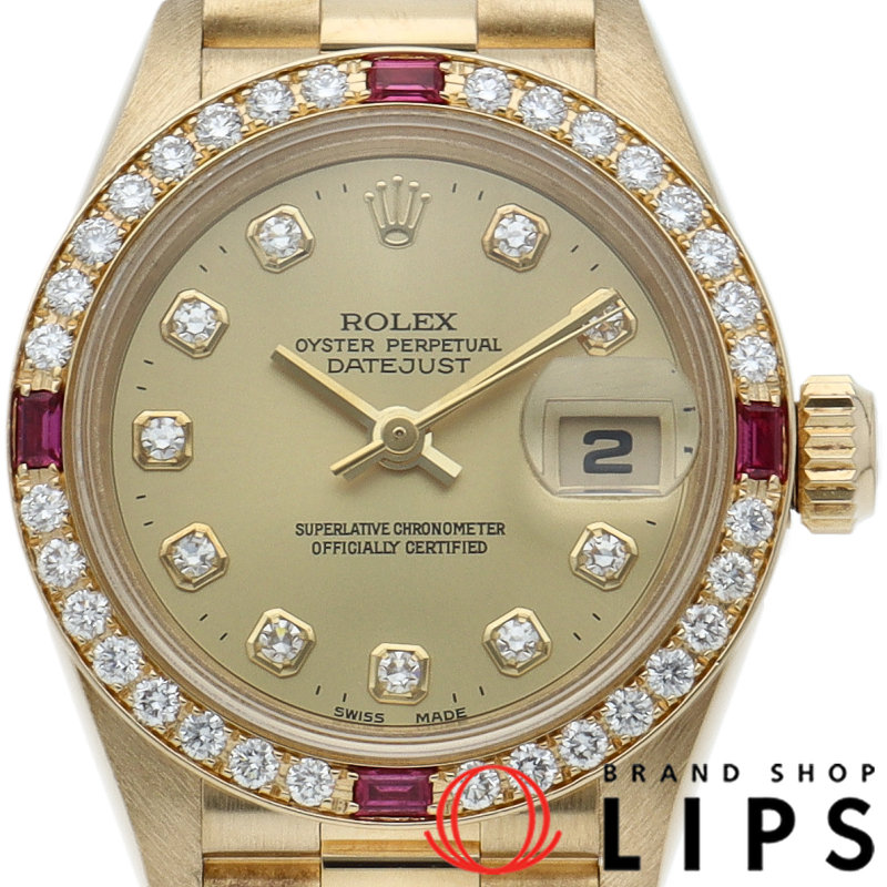 デイトジャスト レディース時計 4Pルビー・ダイヤベゼル 10Pダイヤ