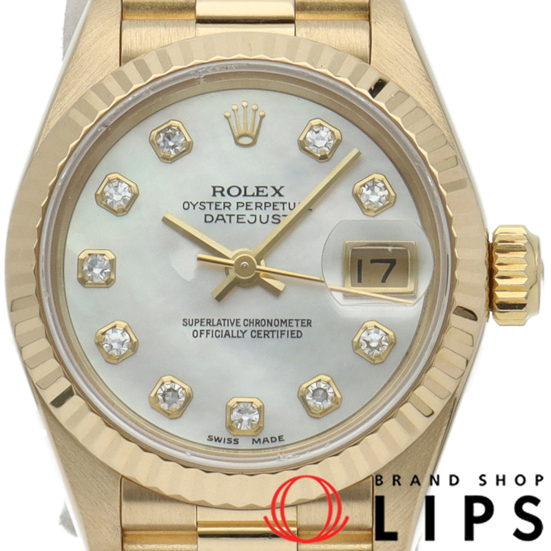 デイトジャスト レディース時計 10Pダイヤ シェル