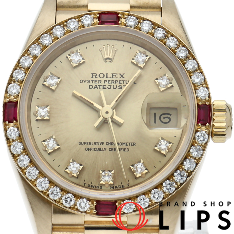 デイトジャスト レディース時計 ダイヤベゼル 4Pルビー 10Pダイヤ