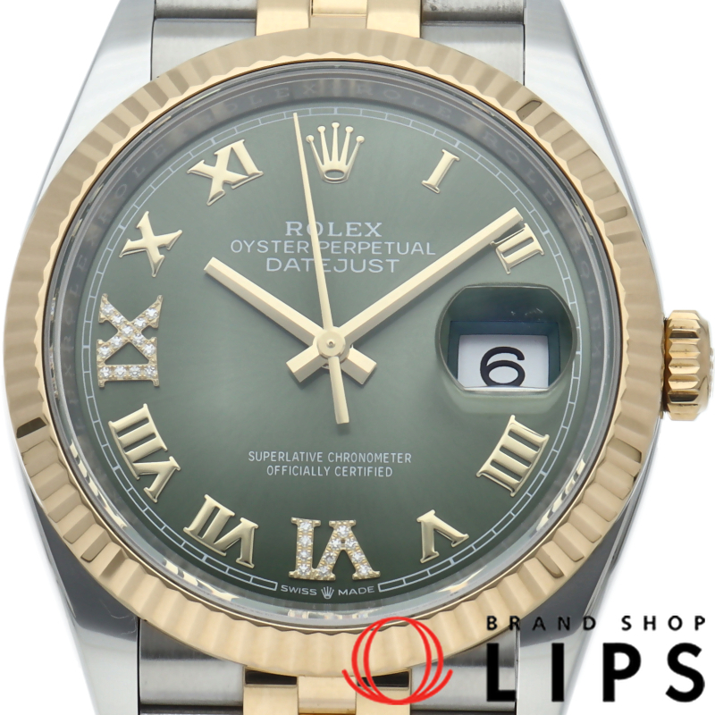 デイトジャスト36 メンズ時計 VI IXダイヤ ジュビリー オリーブグリーン