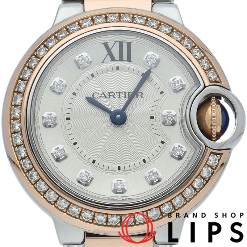 バロンブルー ドゥ カルティエ ウォッチ 28mm ダイヤベゼル 11Pダイヤ