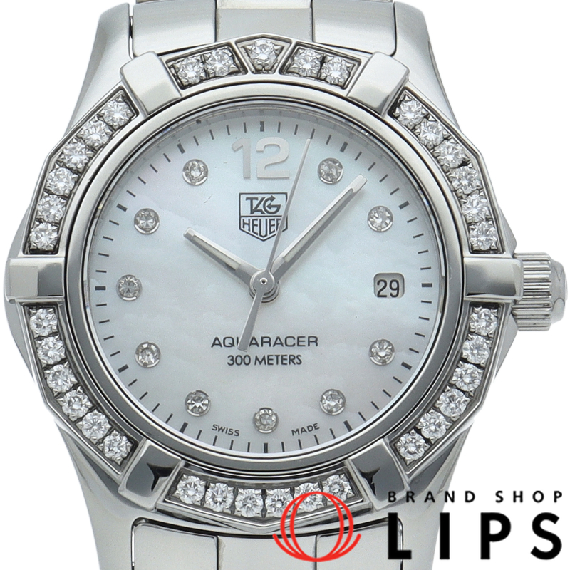 アクアレーサー レディース時計 ダイヤベゼル 10Pダイヤ シェル