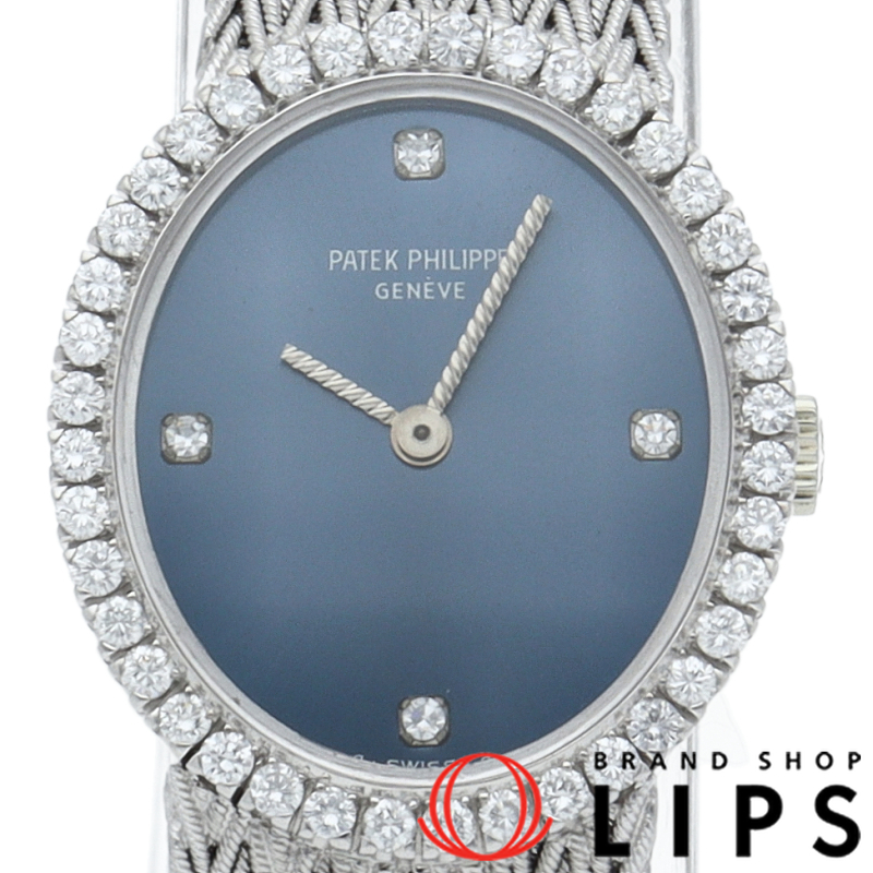 ゴールデン エリプス レディース時計 ダイヤベゼル 4Pダイヤ 手巻