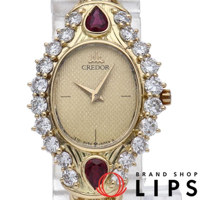 クレドール レディース時計 ルビー ダイヤベゼル