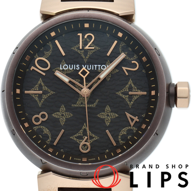 タンブール GM モノグラム ウォッチ 34mm ブラウン＆ゴールド