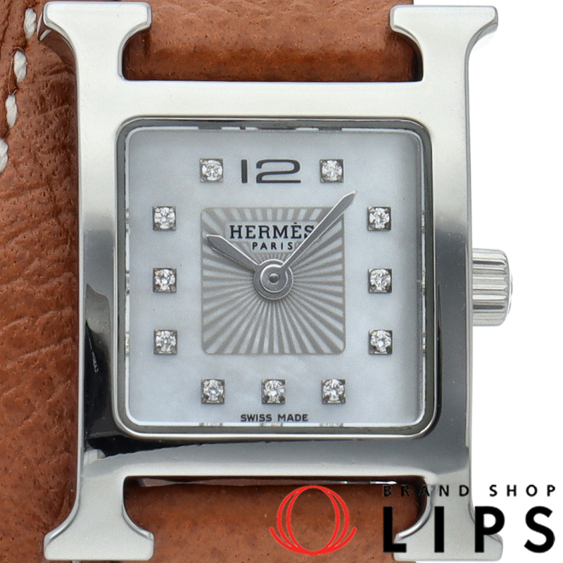 Hウォッチ・ミニ レディース時計 11Pダイヤ シェル ドゥブルトゥール