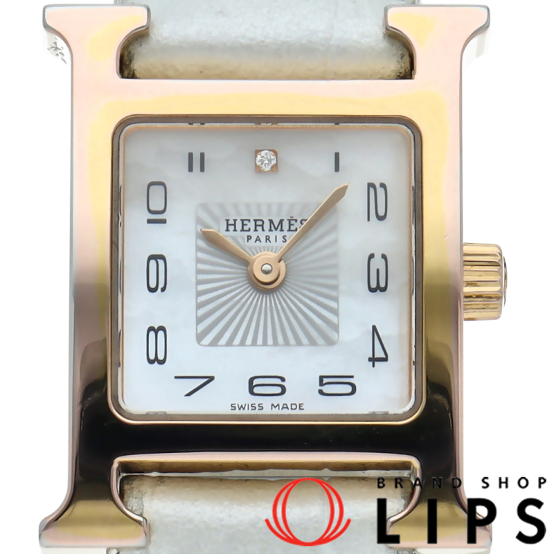 Hウォッチ ミニ レディース時計 1Pダイヤ シェル