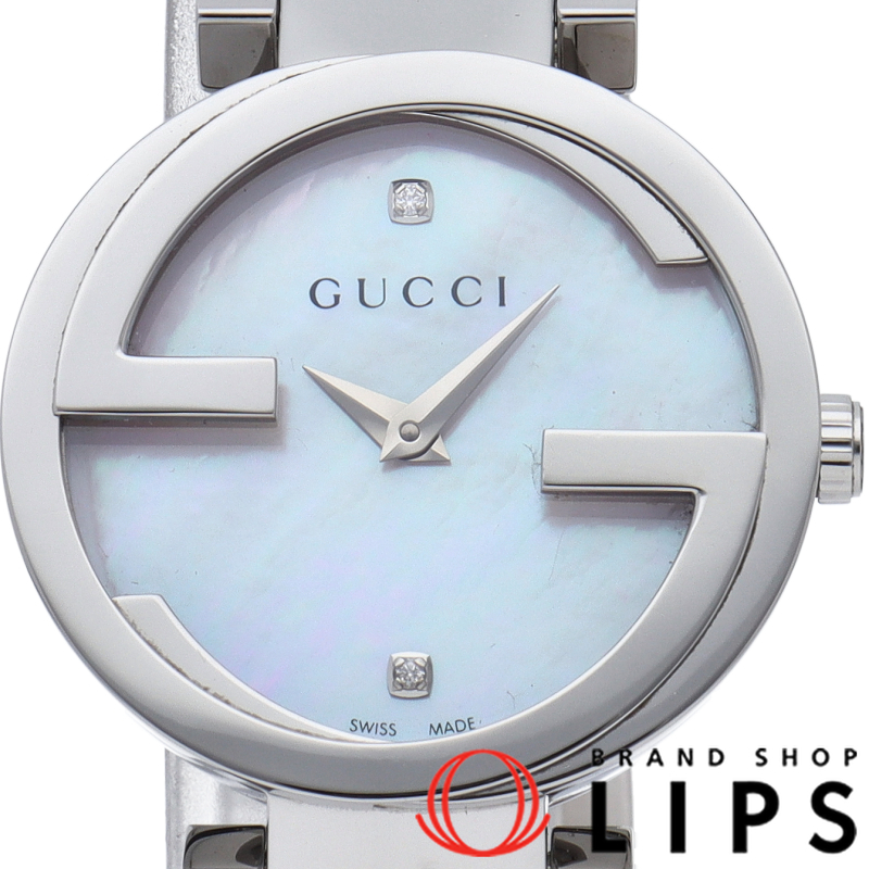 インターロッキング レディース時計 2Pダイヤ シェル