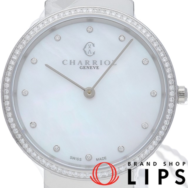 スリム レディース時計 ダイヤベゼル 12Pダイヤ シェル