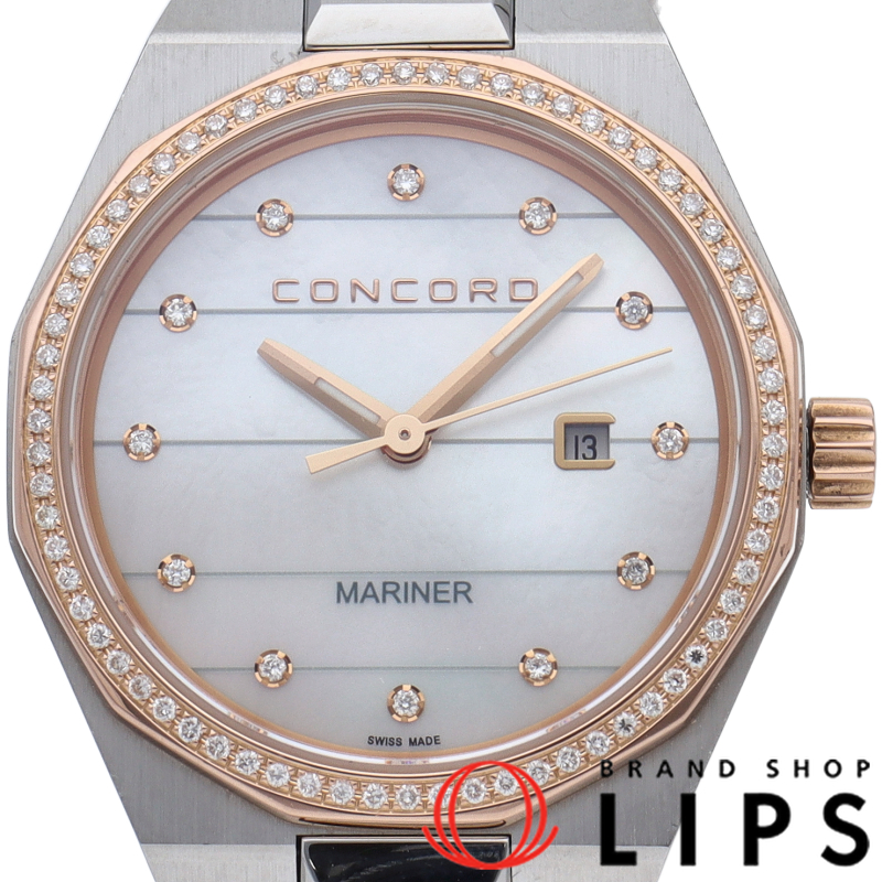 マリナー レディース時計 ダイヤベゼル 12Pダイヤ シェル