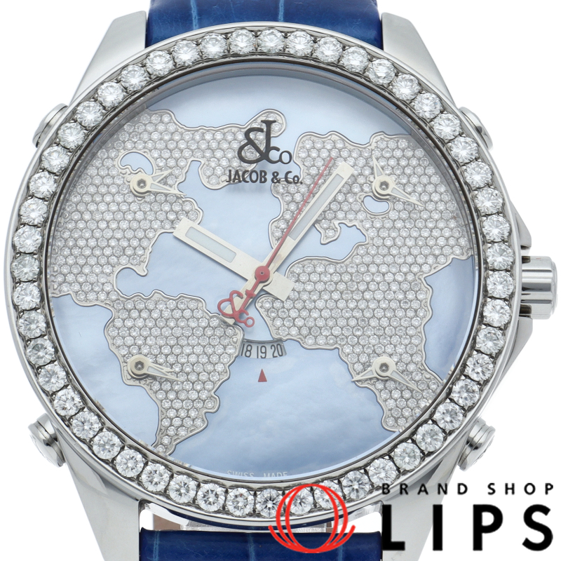 5タイムゾーン ワールドマップ 47mm ダイヤベゼル シェル