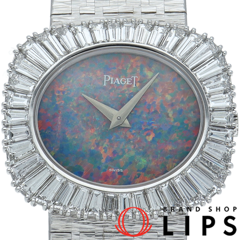 ジュエリーウォッチ ダイヤベゼル ブラックオパール文字盤 手巻