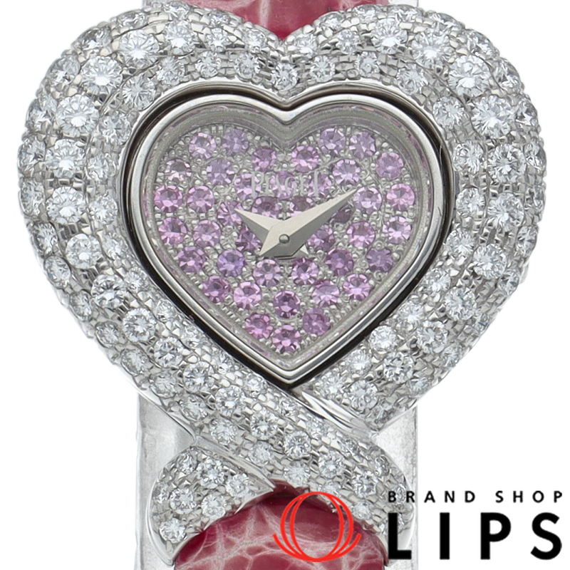 ライムライト ハート ウォッチ ダイヤベゼル ピンクサファイア