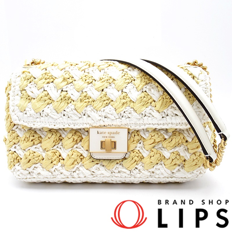 エブリン ストライプ クロシェ ラフィア ミディアム ショルダーバッグ