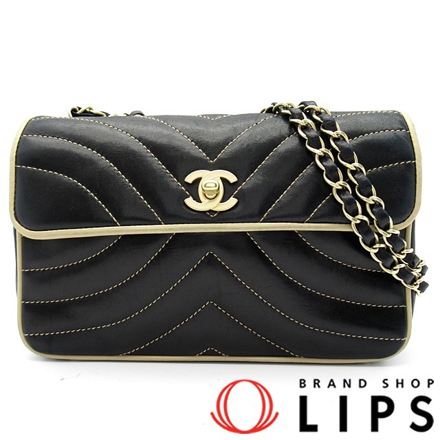 バイカラー チェーンショルダーバッグ