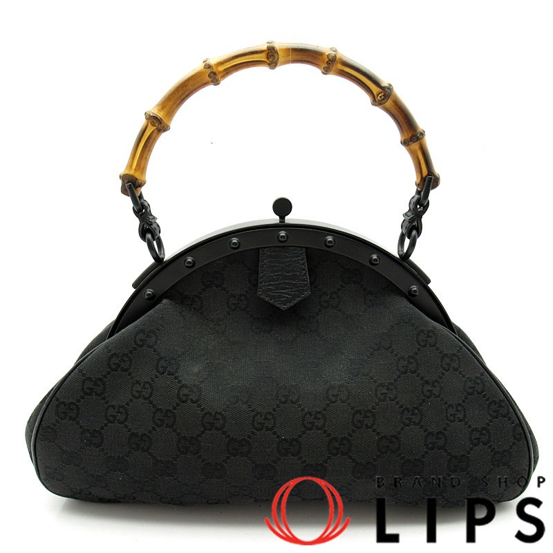 バンブーがま口ハンドバッグ