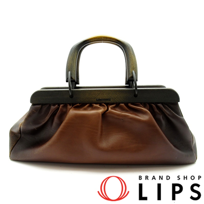 ウッドハンドル ハンドバッグ