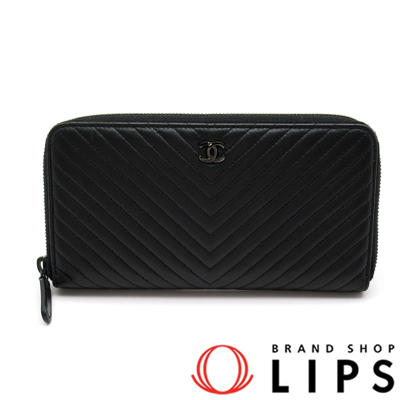 Vステッチ フルファスナー長財布