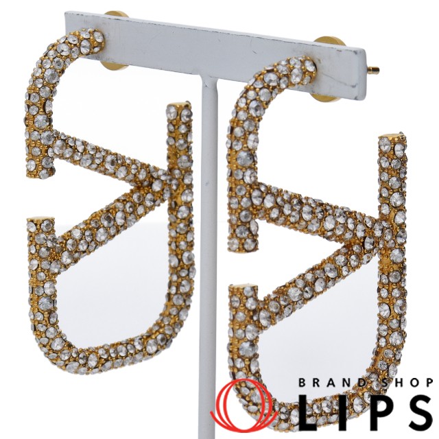 Vロゴ ラインストーン ピアス