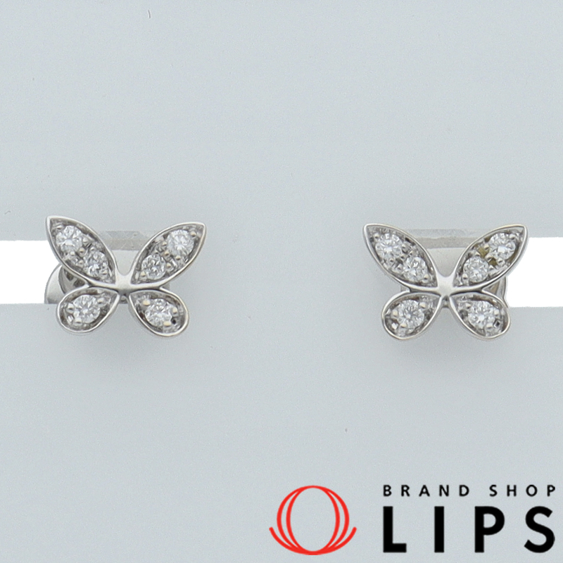 パヴェ バタフライダイヤモンド プティスタッド ピアス