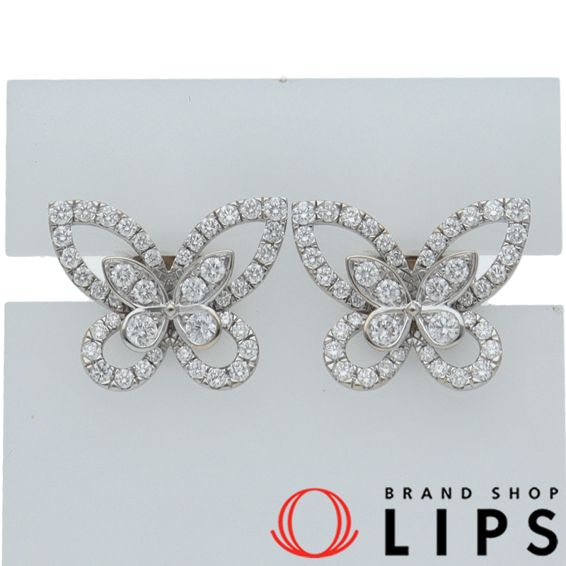 バタフライ シルエットダイヤモンド ミニスタッドピアス