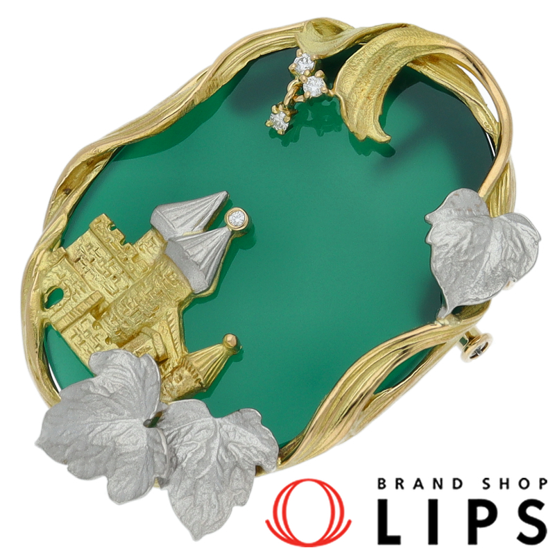 カルセドニーダイヤブローチ