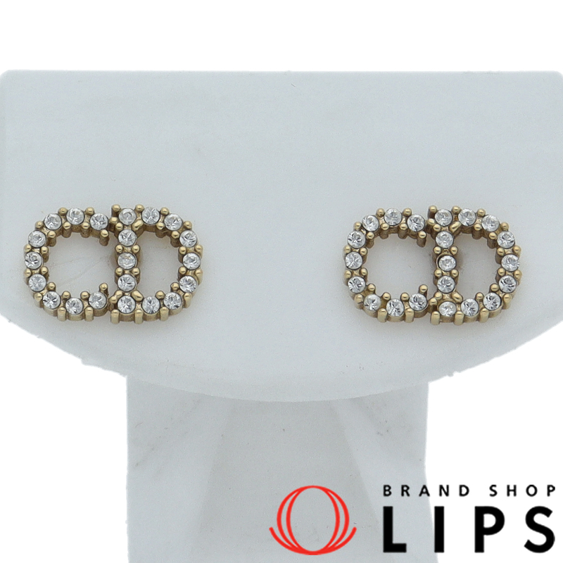 ラインストーン ロゴピアス