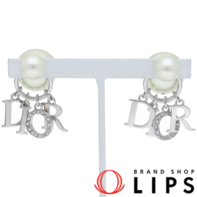 ラインストーン フェイクパールピアス