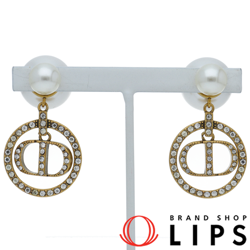 ラインストーン ロゴピアス