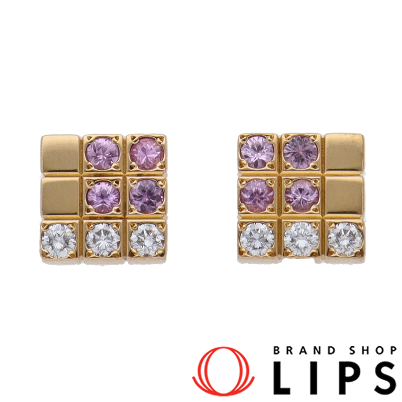 パイエット ピンクサファイアダイヤピアス